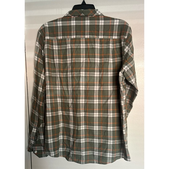 Sarah Alexandra Classic Cotton Olive Plaid Button-Down Shirt Size 12 - Picture 3 of 5